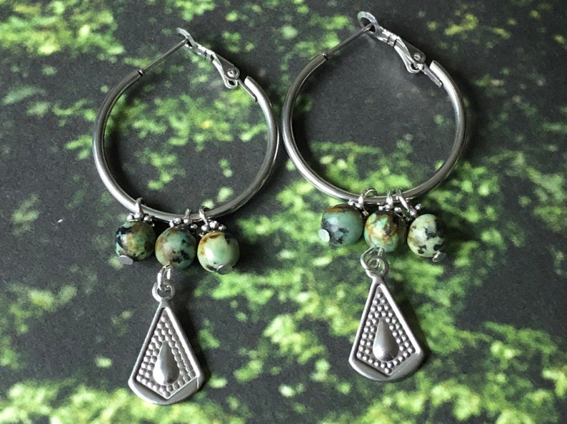 bohemian earrings women earrings jewelry silver color earrings gift for women or girlfriend long earrings Green gemstone earrings