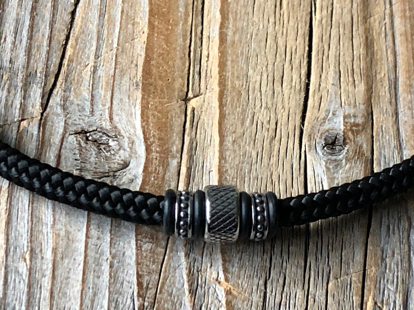Paracord necklace men necklace black necklace with rings Etsy