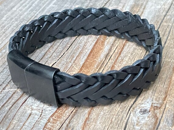 Buy Black Leather Bracelet Leather Braided Jewelry Mens Gift
