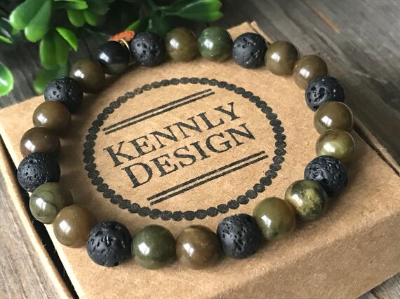 Heren natuursteen armbandsurf kralen armband groene armband Heren natuursteen armband groene surf armband rock kralen | Etsy