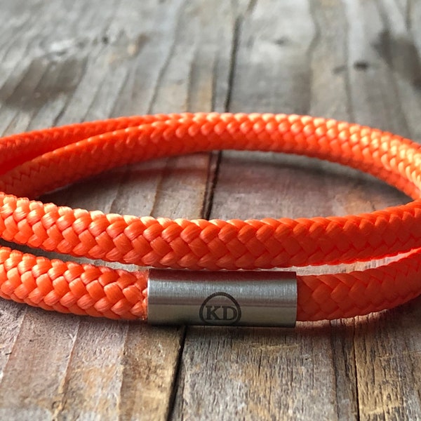 Bracelet en paracorde orange, bracelet nautique, bracelet enveloppant, bracelet pour femme, bijoux pour hommes, idée cadeau, bracelet en corde d'emballage, bracelet en tissu