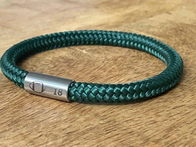 Gepersonaliseerde rugby paracord armband, American Football groene armband, gepersonaliseerde sieraden, sportliefhebber cadeau, sport afbeelding 5