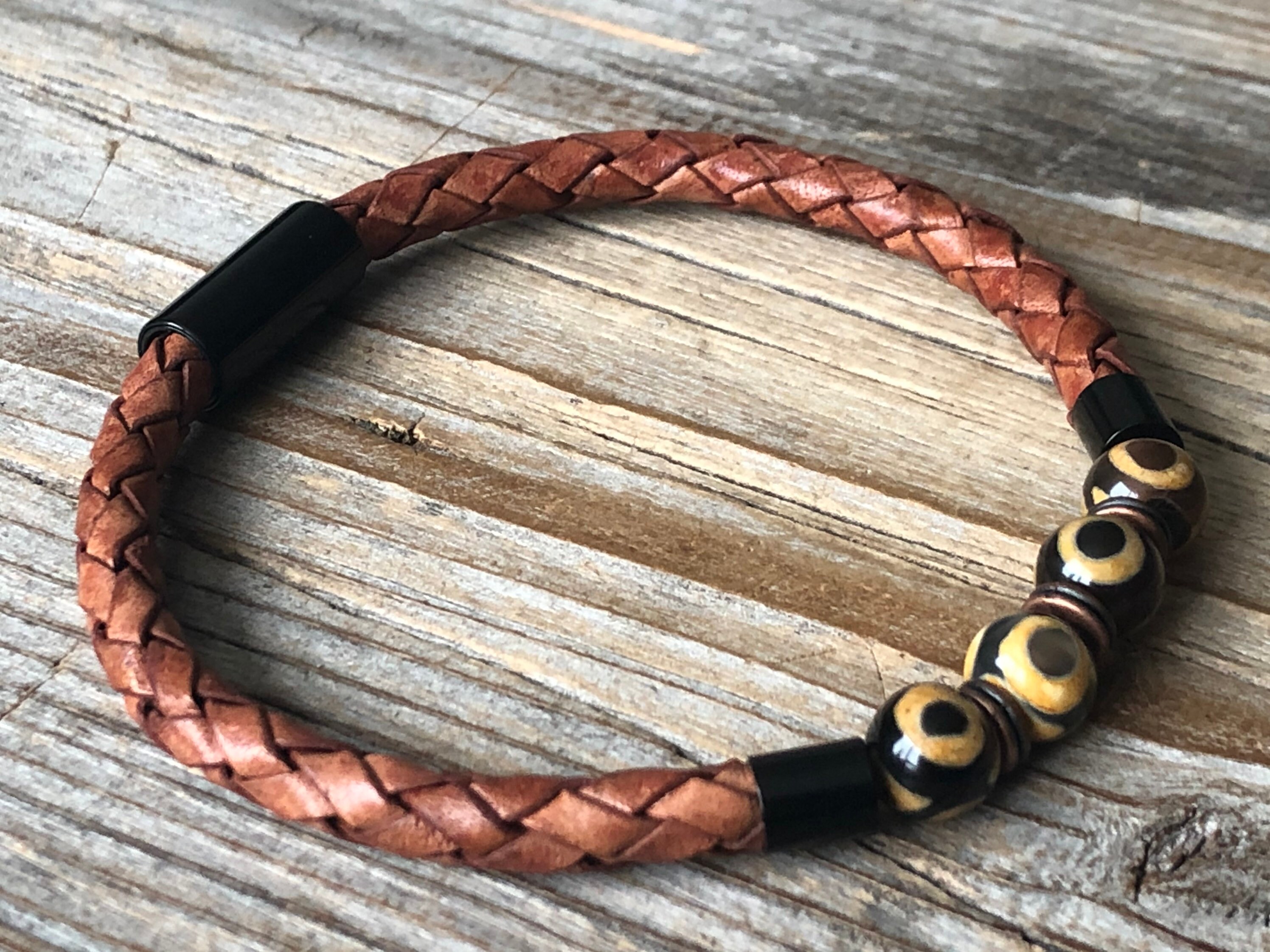 Men Bracelet Beaded Dzi Bracelet Brown Bracelet Women Etsy