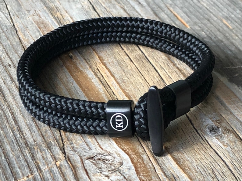 Paracord Black Nautical Bracelet Bracelet With Hook Clasp Etsy