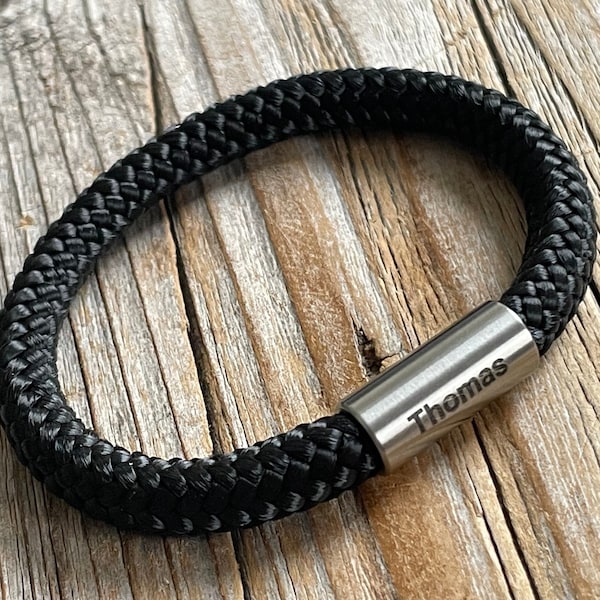 bracelet personnalisé pour enfants, bracelet nautique Paracord, bracelet cordon noir, bracelet prénom, bracelet garçon, bracelet fille, cadeau pour enfant