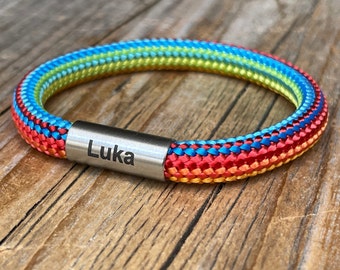 Colorful personalized children's bracelet, Cord nautical bracelet, jewelery for children, boys or girls bracelet, children's gift idea