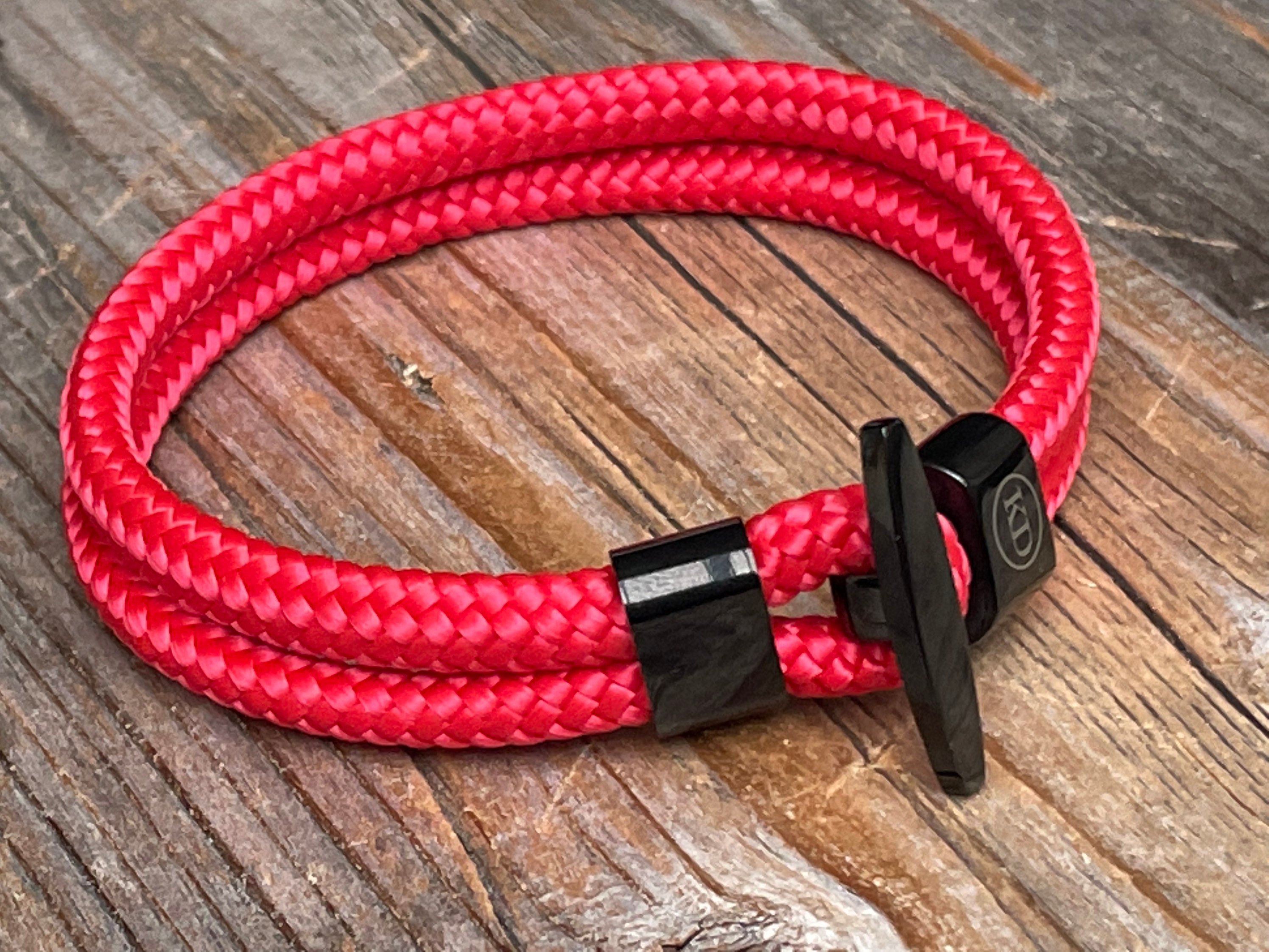 Paracord Red Nautical Bracelet, Bracelet With Hook Clasp, Men