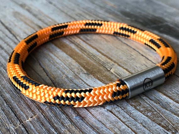 Paracord Orange Bracelet, Bracelet With Stainless Steel, Men