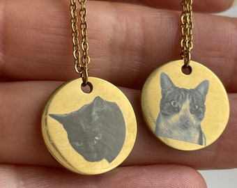 Gepersonaliseerde dieren gravure, roestvrijstalen dieren ketting, foto ketting van huisdier, gepersonaliseerd dieren liefhebber sieraad