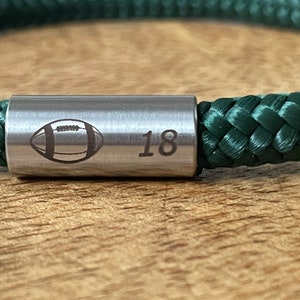Personalized rugby paracord bracelet, American Football green bracelet, personalized jewelry, sport lover gift, men cord bracelet, rugby image 3