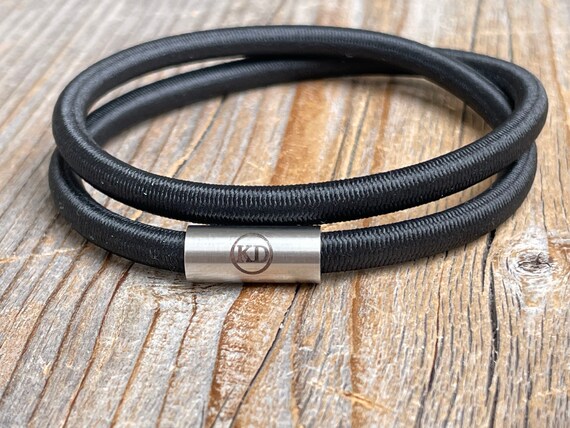 Black Wrap Bracelet, Shock Cord Bracelet, Bungee Jump Cord