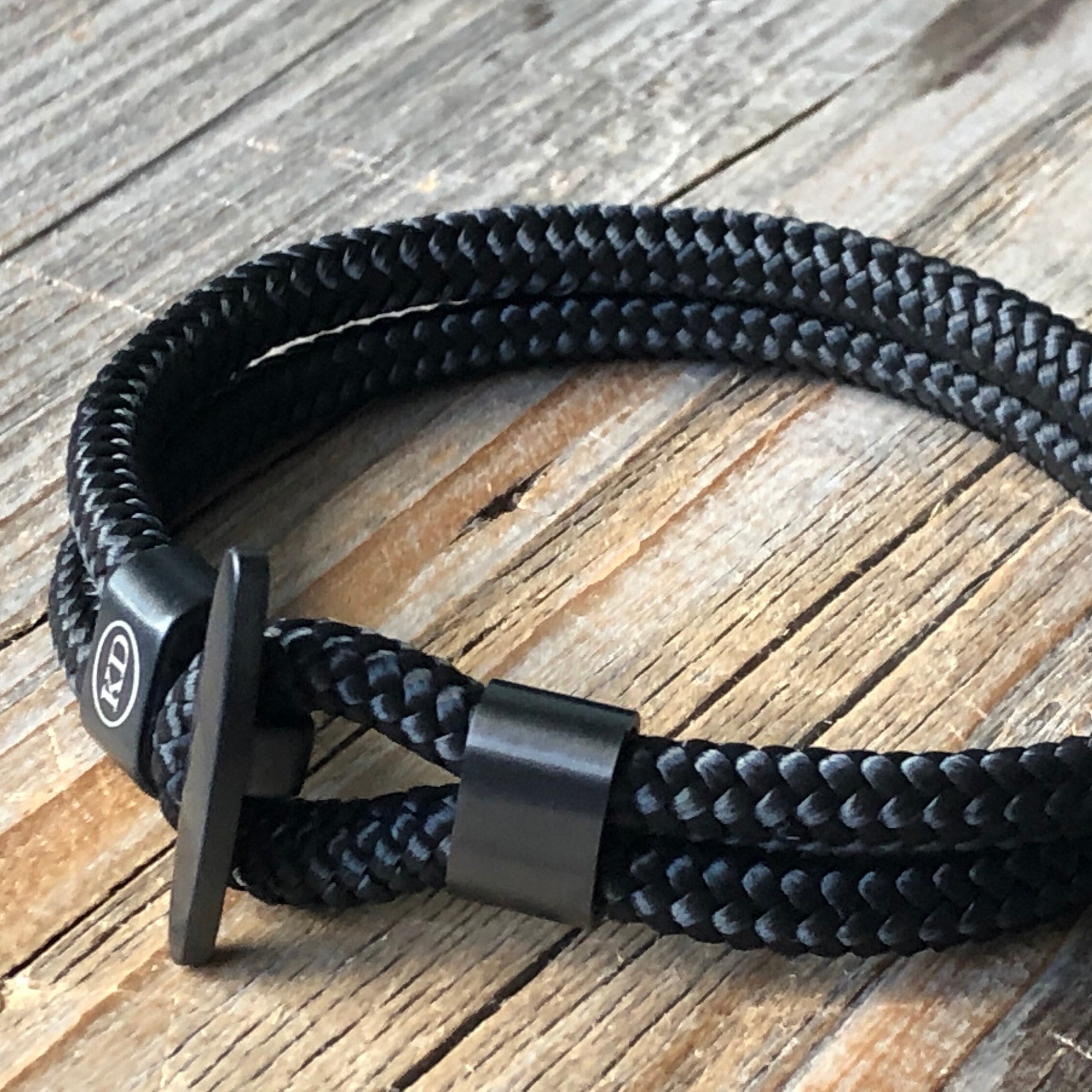 Black Braided Leather Wrap Fish Hook Bracelet, Nautical Mens Leather Wrap Bracelet, Double Wrap Braided Leather Rope