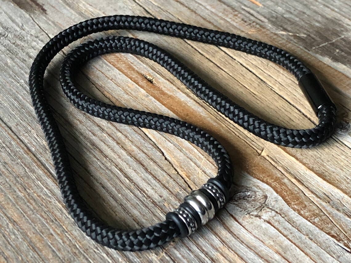 Paracord necklace men necklace black necklace with rings Etsy