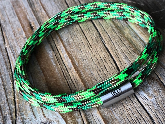 Green Paracord Bracelet, Neon Cord Bracelet, Men Bracelet, Wrap