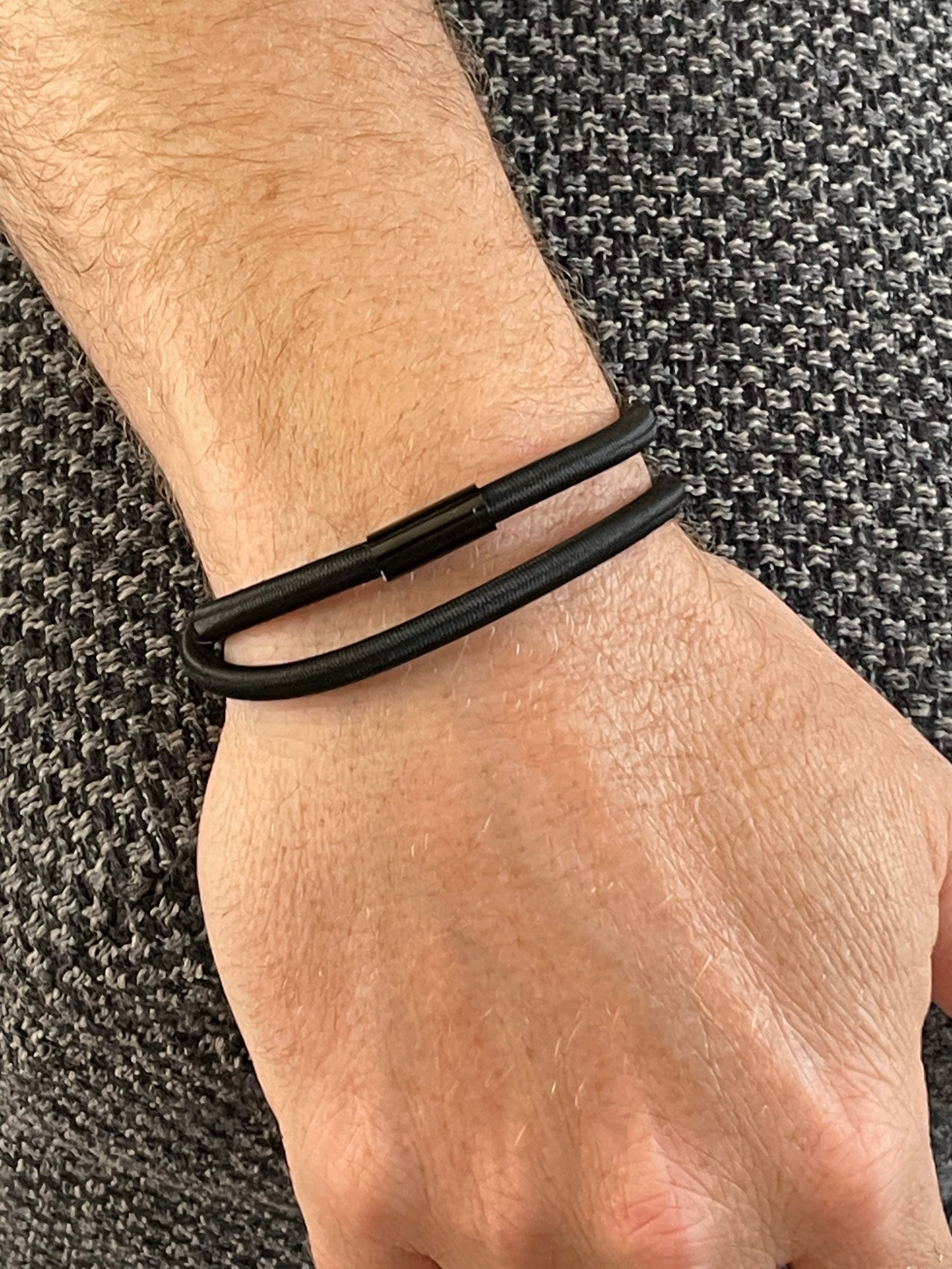 Black Wrap Bracelet Shock Cord Bracelet Bungee Jump Cord Etsy