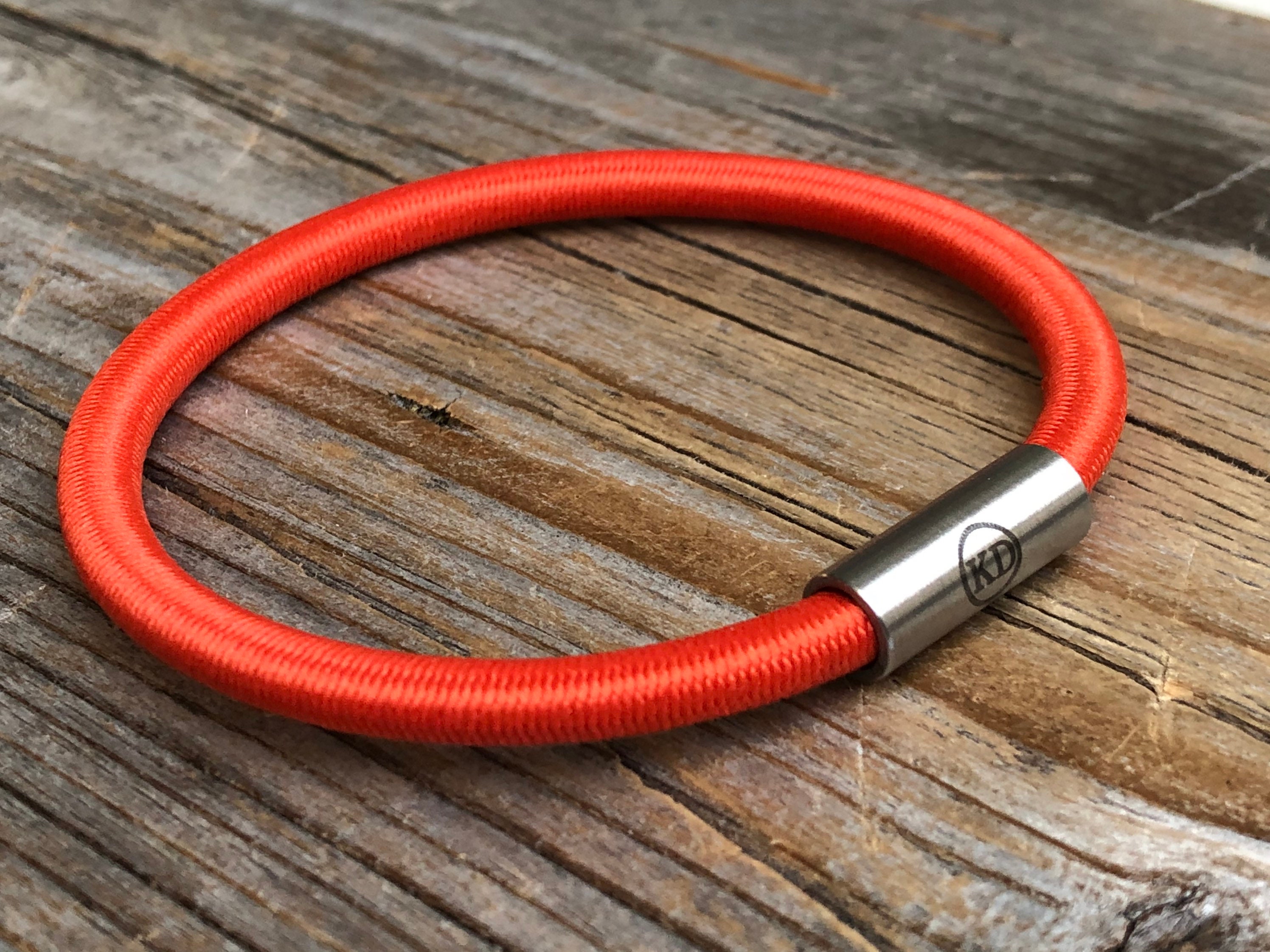 Orange bracelet, shock cord bracelet, bungee jump cord bracelet, men bracelet, women bracelet, wanderlust bracelet, cord stacking bracelet