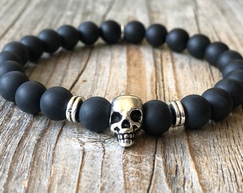 Men's Vintage Red Skull Stone Bracelet Size 18cm Used