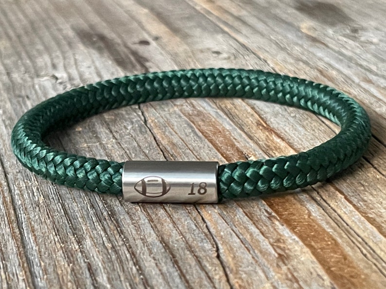 Personalized rugby paracord bracelet, American Football green bracelet, personalized jewelry, sport lover gift, men cord bracelet, rugby image 10