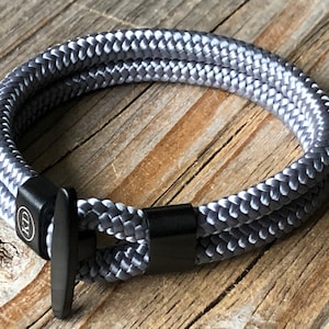 Opaska Grijze heren, opaska żeglarska Paracord, opaska met haak sluiting, heren sieraad, heren cadeau, opaska stoffen, heren cadeau idee