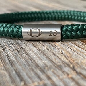 Personalized rugby paracord bracelet, American Football green bracelet, personalized jewelry, sport lover gift, men cord bracelet, rugby image 2