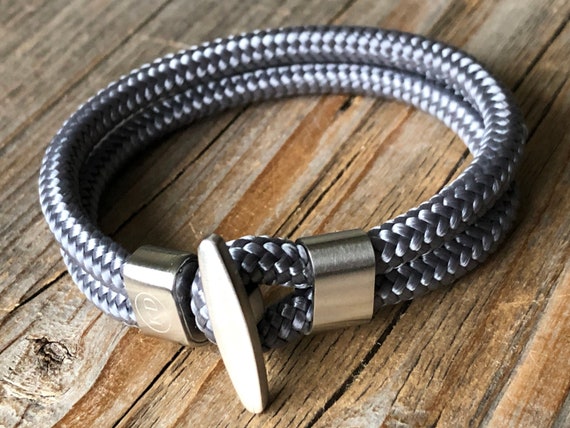 Gray Bracelet, Paracord Nautical Bracelet, Bracelet With Hook Clasp, Men  Jewelry, Men Gift Idea, Wanderlust Bracelet, Round Cord Bracelet 