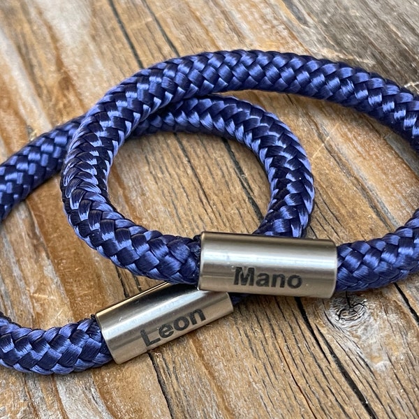 Gepersonaliseerde kinder armband, Paracord nautical armband, gepersonaliseerd cadeau, blauwe naam armband,  jongens of meisjes armband