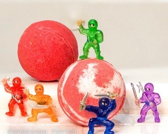 SIX! Surprise Bath Bombs / Ninja bath bomb / bath bomb for kids / bath fizzy / Homemade bath bomb / all natural bath bomb