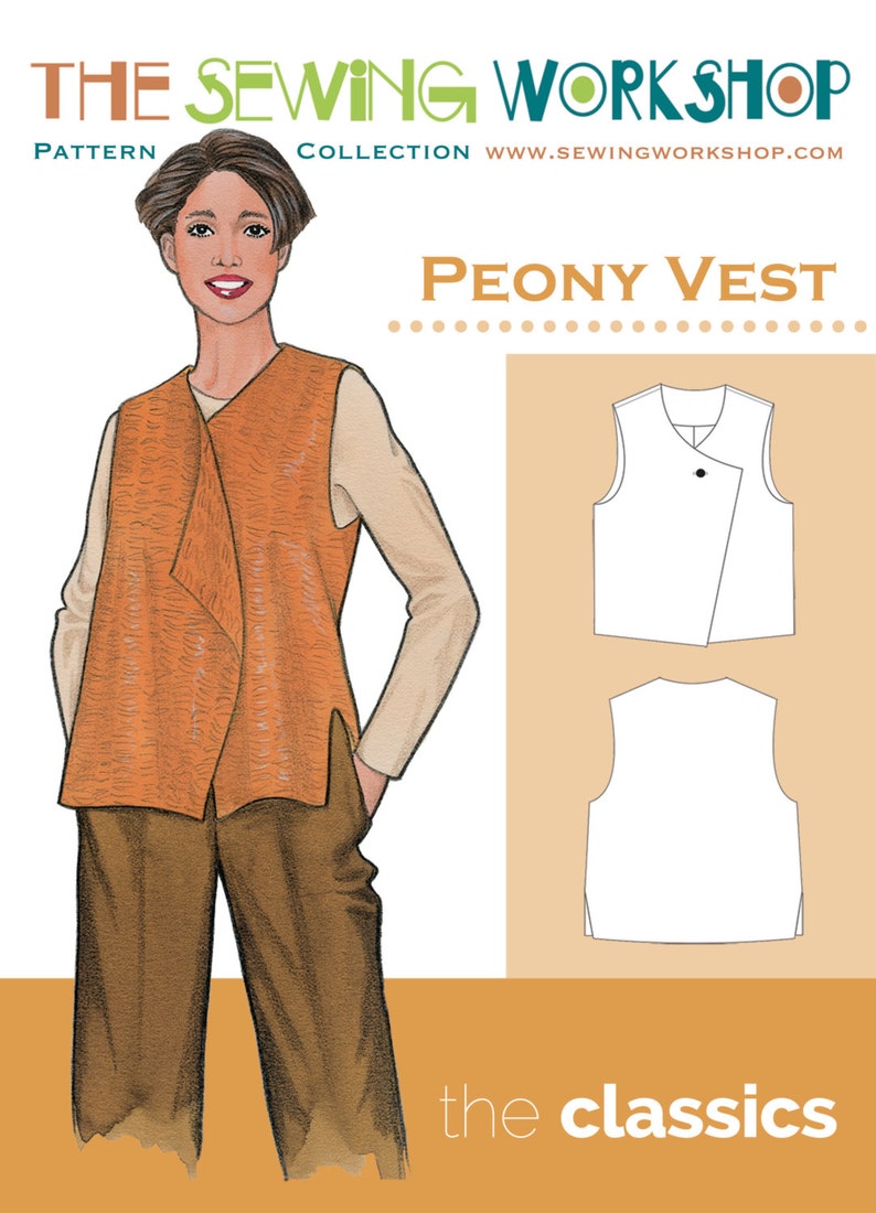 The Sewing PDF Sewing Pattern Peony Vest. Sizes Xs, S, M, L