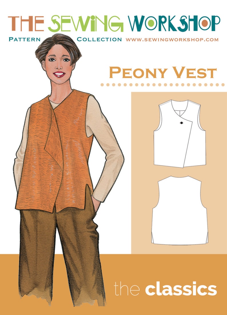 The Sewing Workshop PDF Sewing Pattern Peony Vest. Sizes Xs, S, M, L ...