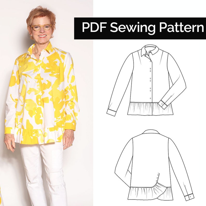 The Sewing PDF Sewing Pattern Venice Shirt. Sizes Xs, S, M, L, Xl, Xxl. Sewing Patterns