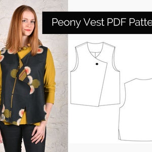 The Sewing Workshop PDF Wzór do szycia - Kamizelka Peony. Rozmiary xs, s, m, l, xl, xxl. Wzory do szycia dla kobiet. Pobierz.