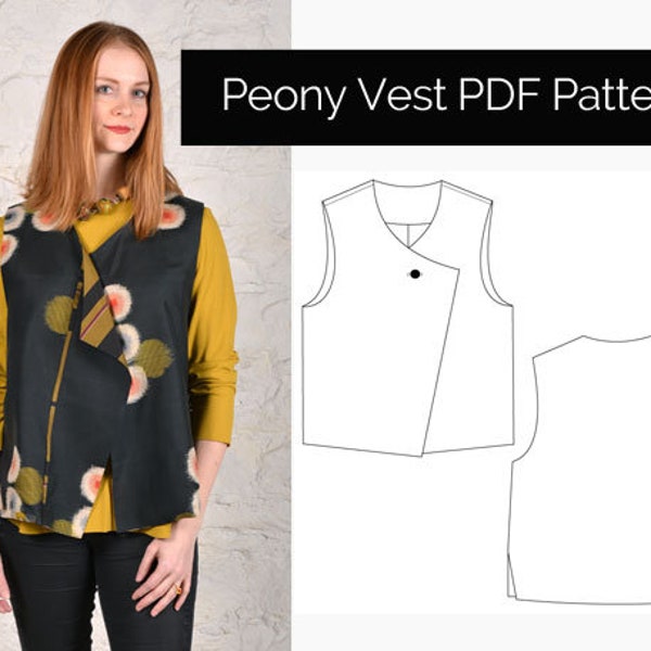 The Sewing Workshop PDF Sewing Pattern - Peony Vest. Sizes xs, s, m, l, xl, xxl. Sewing patterns for women. Download.