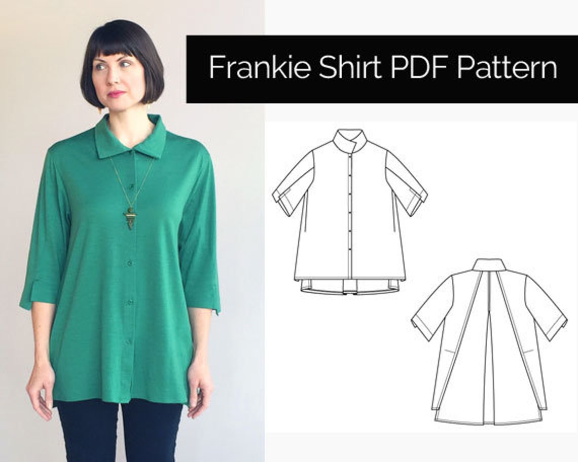 The Sewing PDF Sewing Pattern Frankie Shirt. Sizes Etsy