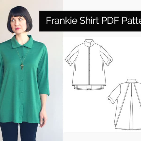 The Sewing Workshop PDF Schnittmuster - Frankie Shirt. Größen xs, s, m, l, xl, xxl. Schnittmuster für Frauen. Herunterladen