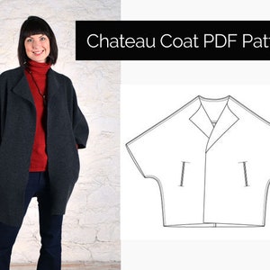 The Sewing Workshop PDF sewing pattern - Chateau Coat. Loose-fitting coat / jacket. Sizes xs, s, m, l, xl, xxl. Sewing patterns for women.