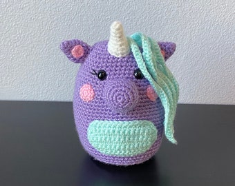 Squishy Unicorn with Pocket | CROCHET PATTERN ONLY | unicorn pattern, crochet pattern, unicorn tutorial, squish unicorn, squishy animal, pdf