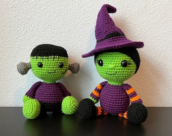 Frankenstein & Witch Halloween CROCHET PATTERN DUO | Crochet Patterns Only, Witch Pattern, Frankenstein Pattern, Halloween Patterns, pdf
