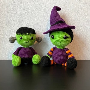 Frankenstein & Witch Halloween CROCHET PATTERN DUO | Crochet Patterns Only, Witch Pattern, Frankenstein Pattern, Halloween Patterns, pdf