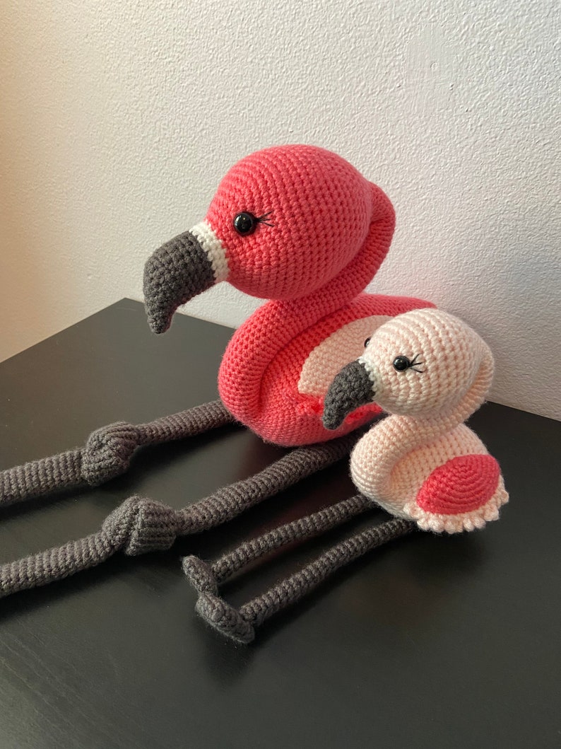 Amigurumi Flamingos Mama and Me Flamingos CROCHET PATTERN ONLY image 1