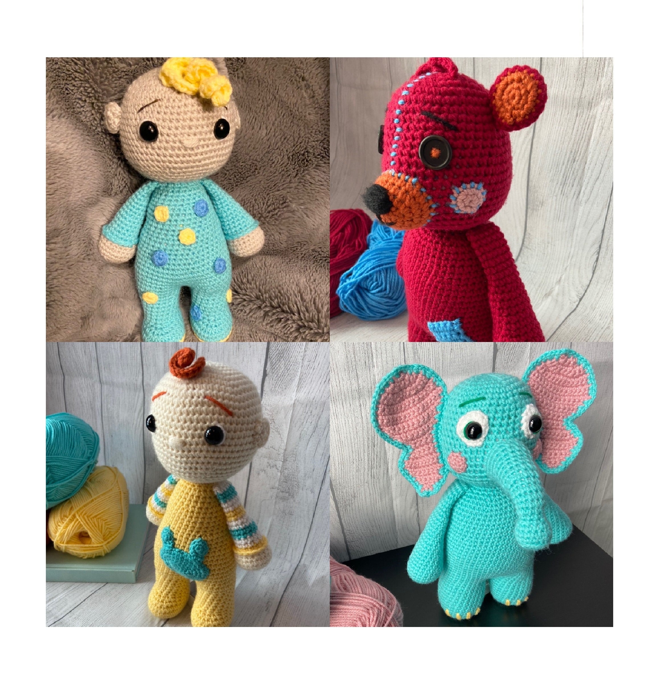 Inspired Amigurumi CROCHET PATTERN PACK of 4 Etsy