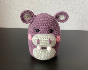 Squishy Hippo with Pocket Amigurumi Pattern | CROCHET PATTERN ONLY | hippo amigurumi, hippo pattern, hippo tutorial, pdf, hippo stuffy