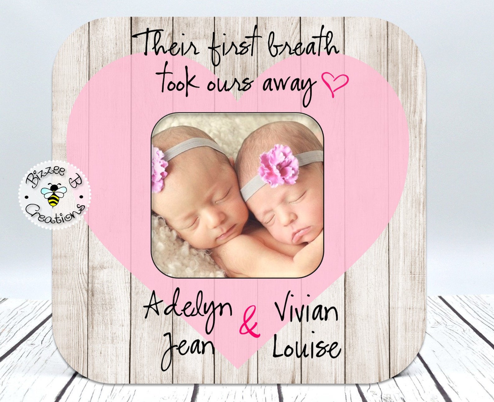Custom Twin Babies Picture Frame Their First Breath Took Ours Etsy