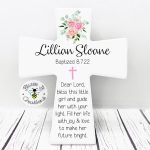 Personalized Children's Cross, Keepsake Cross, Baptism Gift for Girls, New Born Baby Girl Gift, For Baptism, First Communion, Dedication