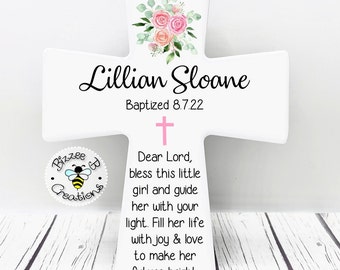 Personalized Children's Cross, Keepsake Cross, Baptism Gift for Girls, New Born Baby Girl Gift, For Baptism, First Communion, Dedication