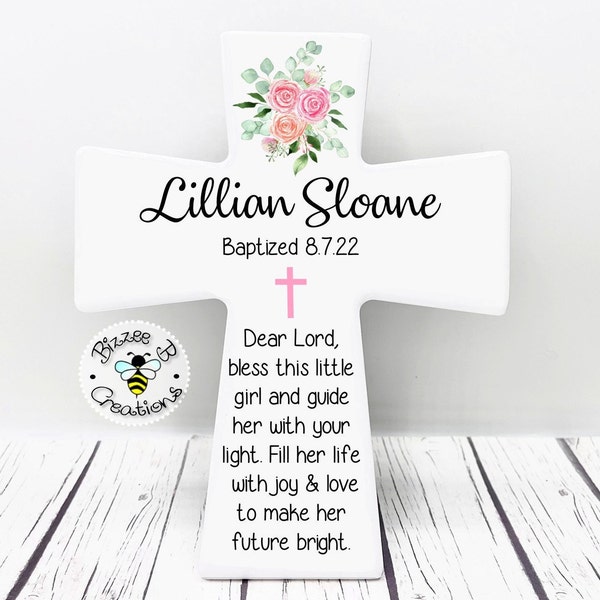 Personalized Children's Cross, Keepsake Cross, Baptism Gift for Girls, New Born Baby Girl Gift, For Baptism, First Communion, Dedication