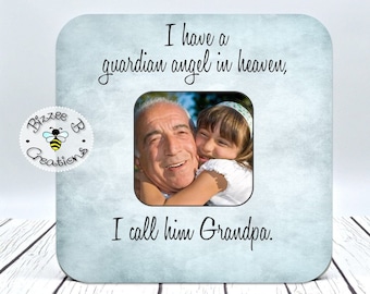 Grandparent Memorial Picture Frame Gift. Grandfather Grandmother Memorial, I Have A Guardian Angel In Heaven, In Memory of a Grandparent