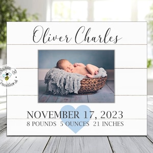 New Baby Birth Stats Picture Frame, Birth Details Picture Frame, Birth ...