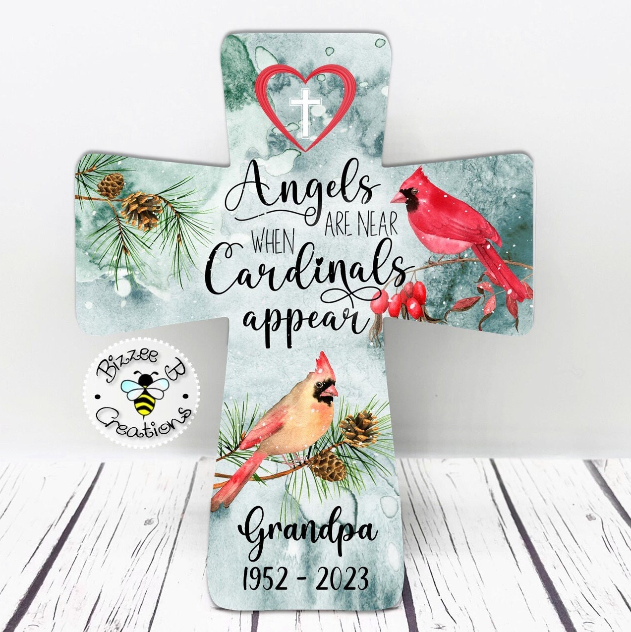Cardinal Memorial Ceramic Cross, Red Cardinal Memorial Cross ...
