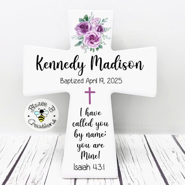 Custom Ceramic Baptism Cross, Baby Shower Prayer Keepsake, Nursery Decor, Dedication Prayer Cross, Favorite Prayer Cross, Baby Christening