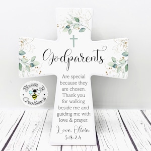 Godparents Cross, Godparents Gift, Personalized Godparents Gift for Baptism, Godparents Gift from Godchild, Cross Decor, Christian Gifts